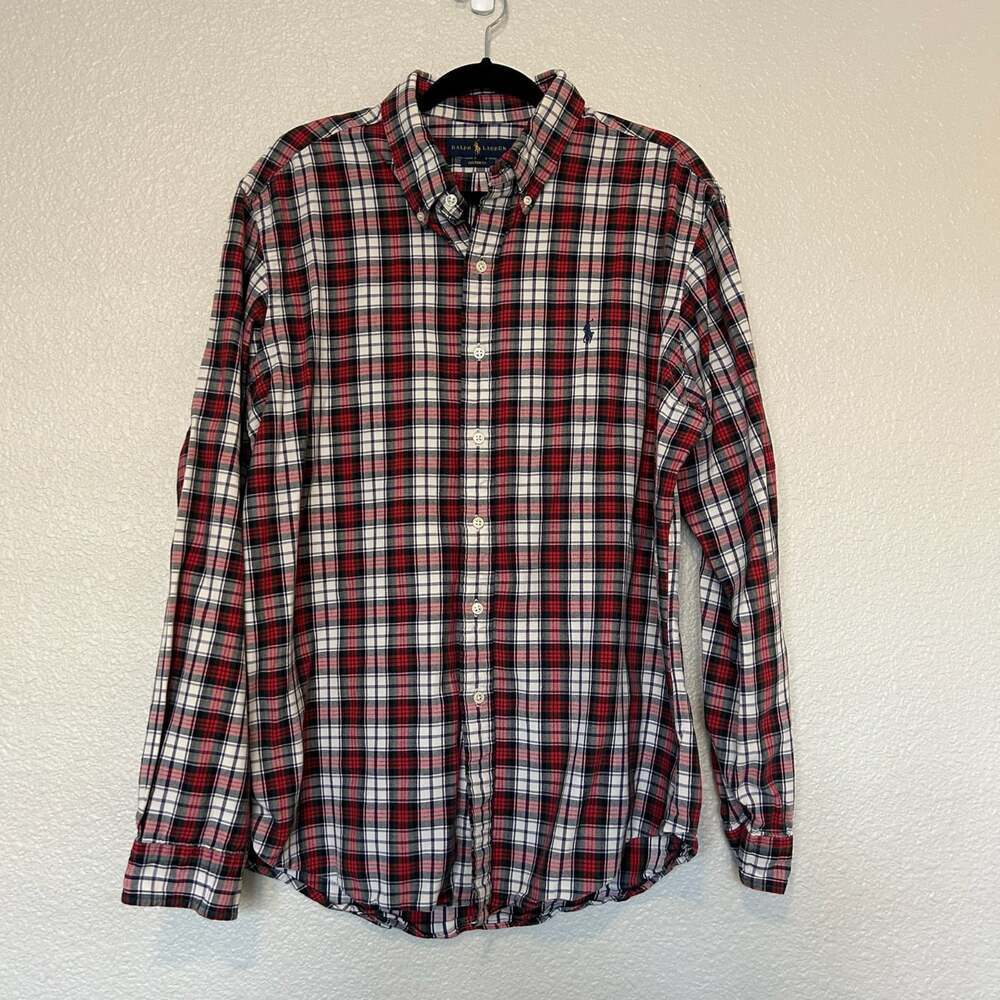 Ralph Lauren Polo Mens Custom Fit Plaid Long Sleeve Button Down Shirt XXL